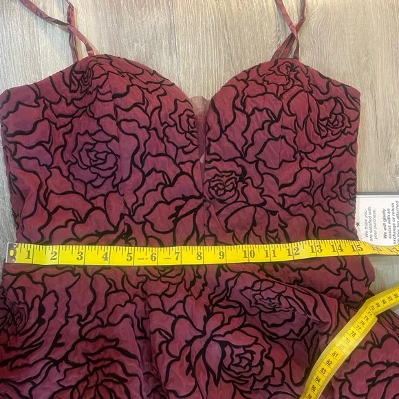 B Darlin fit and flare magenta black short dress floral print, Large,NWT - Picture 5 of 10